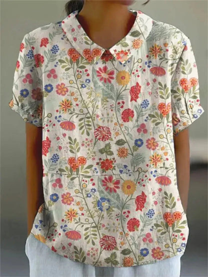 Melanie | Elegante camicetta estiva in cotone floreale