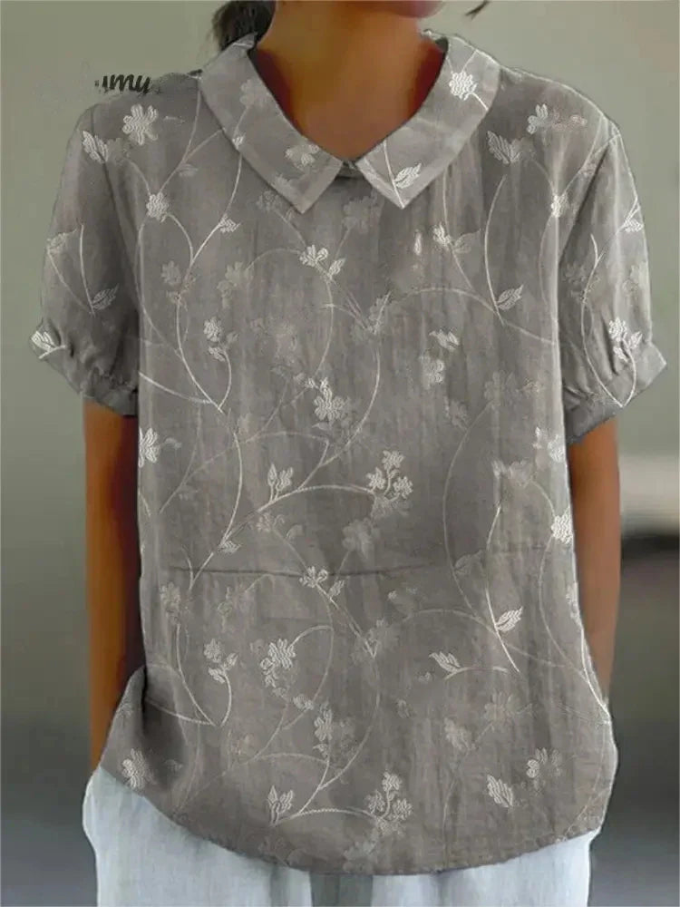 Melanie | Elegante katoenen zomerblouse met bloemenprint