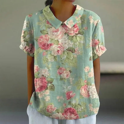 Melanie | Elegante katoenen zomerblouse met bloemenprint