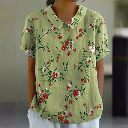 Melanie | Elegante katoenen zomerblouse met bloemenprint