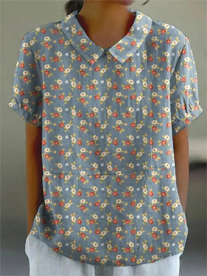 Melanie | Elegante katoenen zomerblouse met bloemenprint