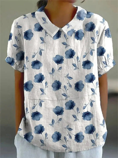 Melanie | Elegante katoenen zomerblouse met bloemenprint