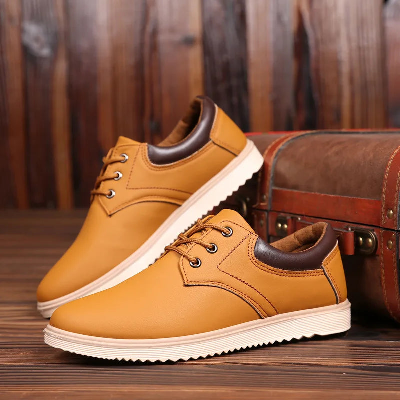 Stijlvolle Herenschoenen Casual Leer Zwart - Mode Vibes