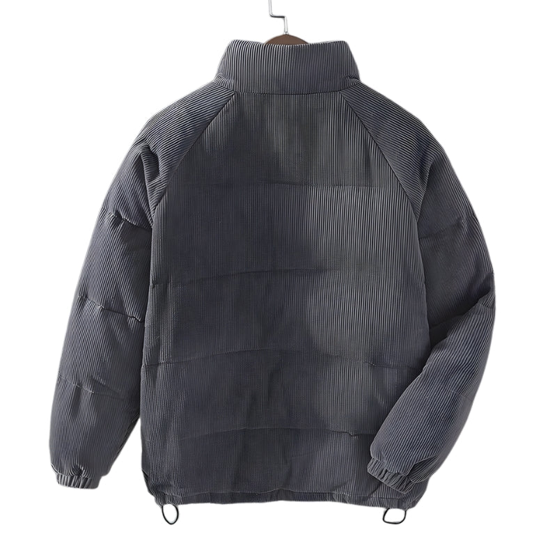 Heren Corduroy Puffer Jas met Hoge Kraag