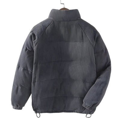 Heren Corduroy Puffer Jas met Hoge Kraag