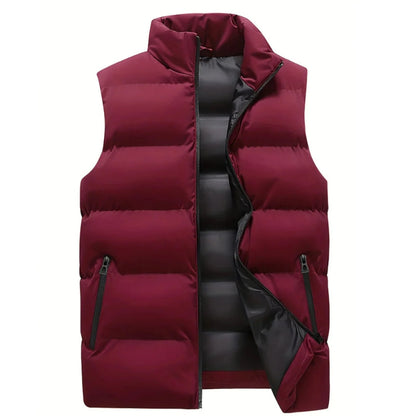 Heren Gewatteerde Bodywarmer zonder Mouwen met Ritszakken
