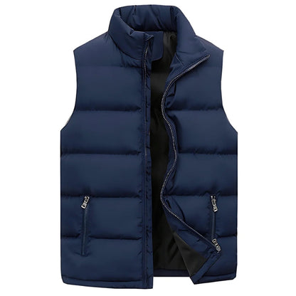 Heren Gewatteerde Bodywarmer zonder Mouwen met Ritszakken