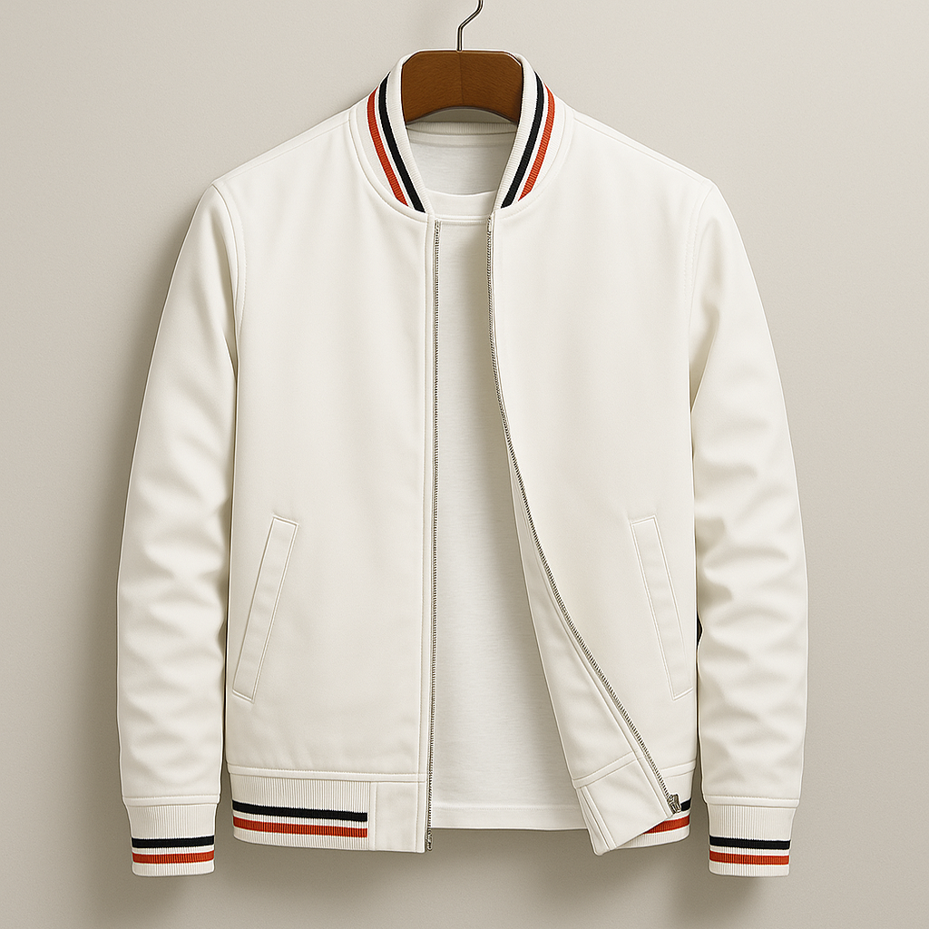 Men’s Bomber Jacket with Stripe Detail - Lightweight Casual Layer