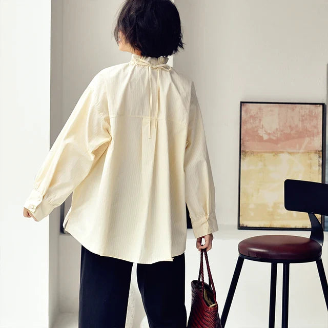 Kayley C7070c Gestreepte Asymmetrische Blouse