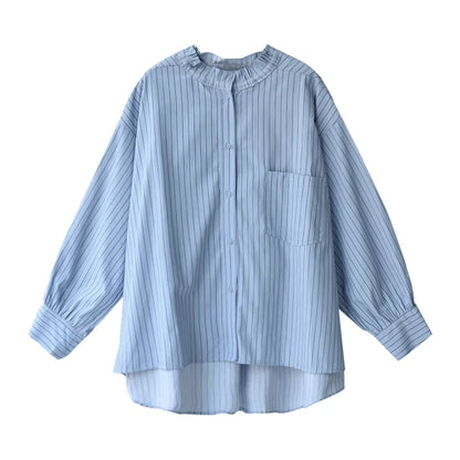 Kayley C7070c Gestreepte Asymmetrische Blouse