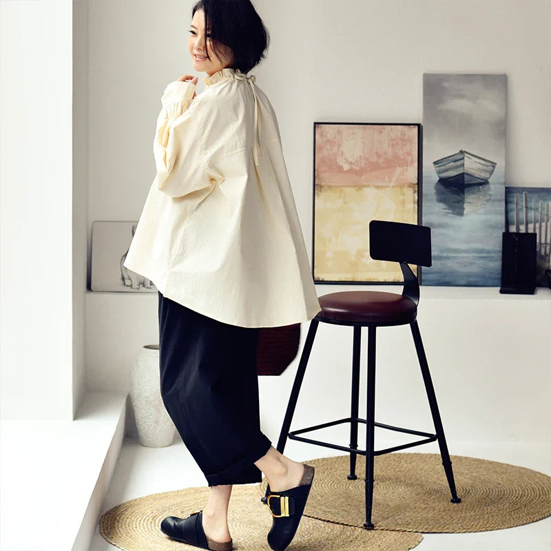 Kayley C7070c Gestreepte Asymmetrische Blouse