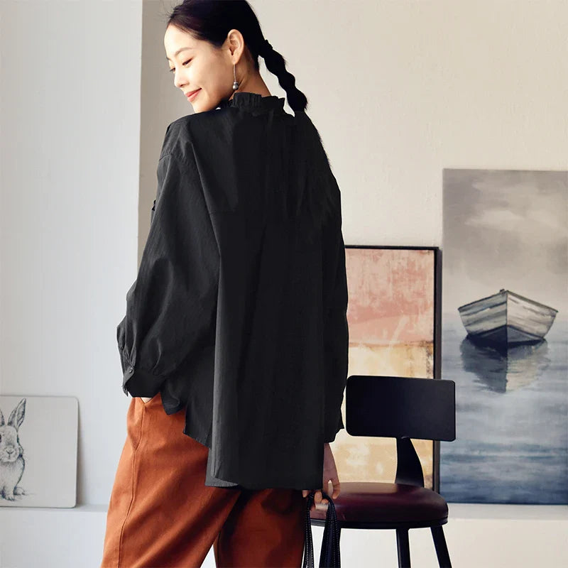 Kayley C7070c Gestreepte Asymmetrische Blouse