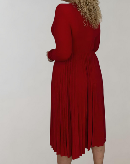 Rode Midi Jurk Hoge Taille Mujer Stijl