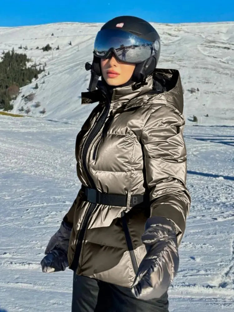 Dames Ski- en Winterjas met Tailleband Modern Design