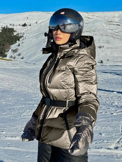 Dames Ski- en Winterjas met Tailleband Modern Design