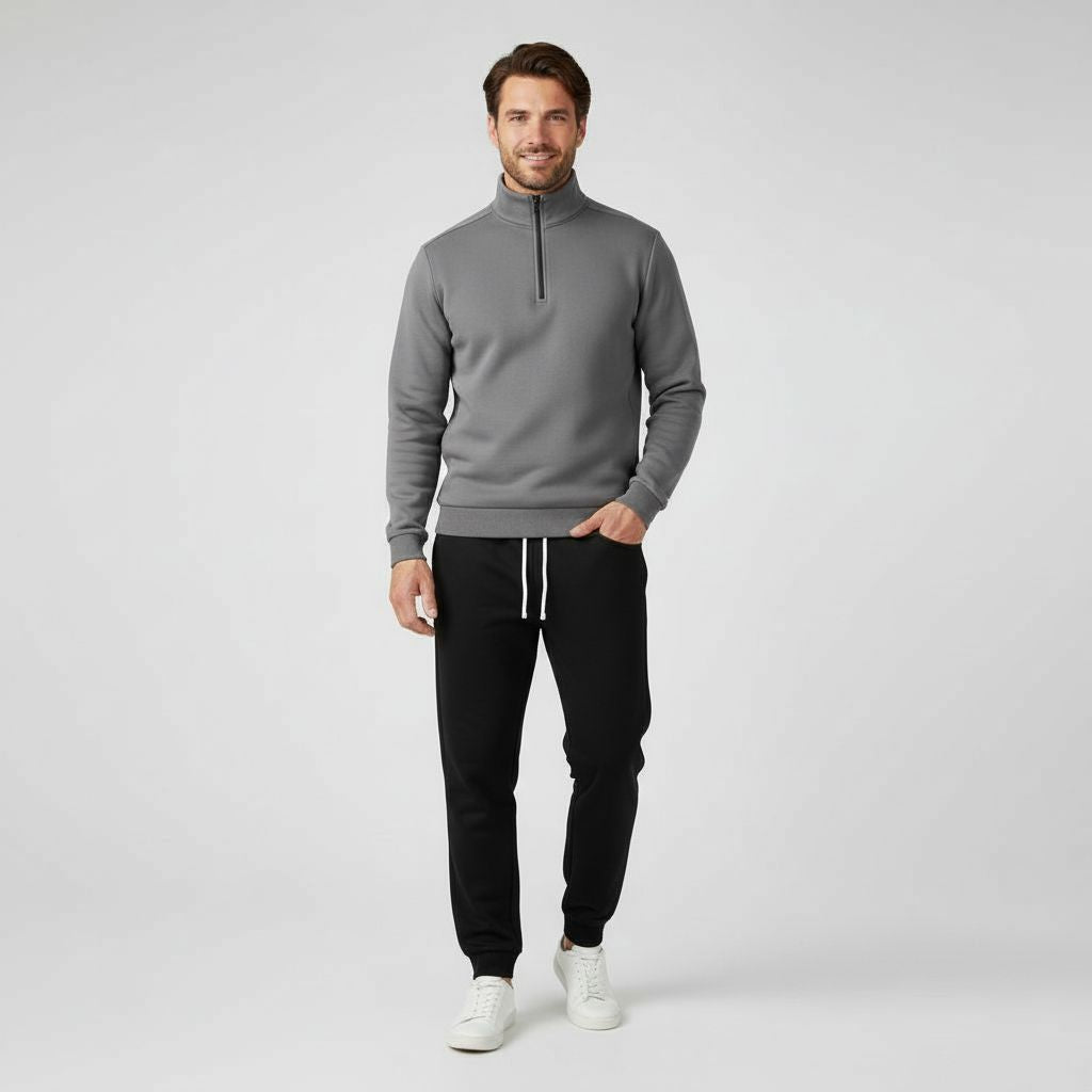 Heren Sweater Casual Donkere Kleur Halflange Mouw - Mode Vibes