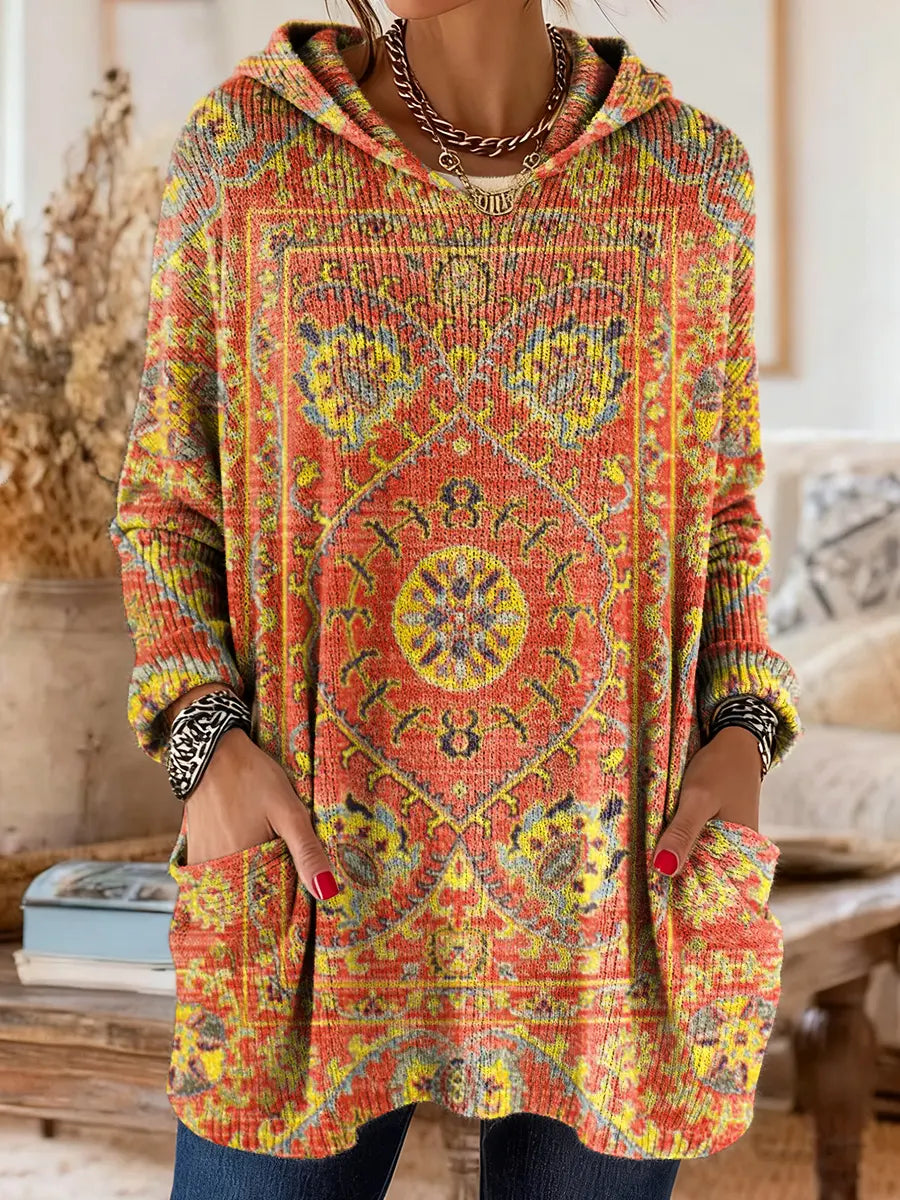 Mira | Comfortabele Retro Etnische Tuniek Dames met Capuchon 2