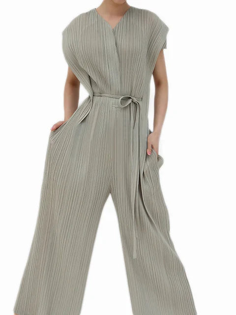 Stella Geplisseerde Mouwloze Jumpsuit voor Vrouwelijke Elegantie