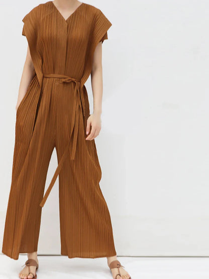 Stella Geplisseerde Mouwloze Jumpsuit voor Vrouwelijke Elegantie