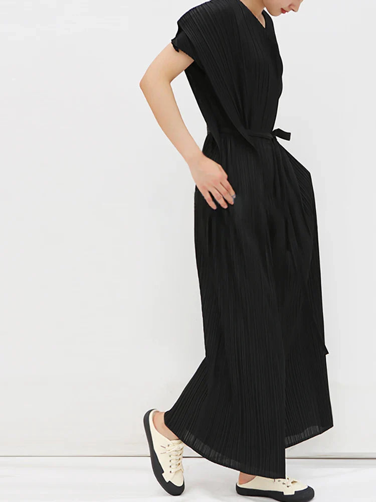 Stella Geplisseerde Mouwloze Jumpsuit voor Vrouwelijke Elegantie