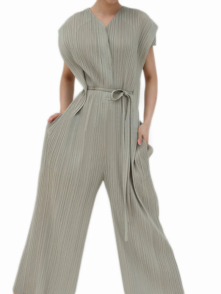 Stella Geplisseerde Mouwloze Jumpsuit voor Vrouwelijke Elegantie