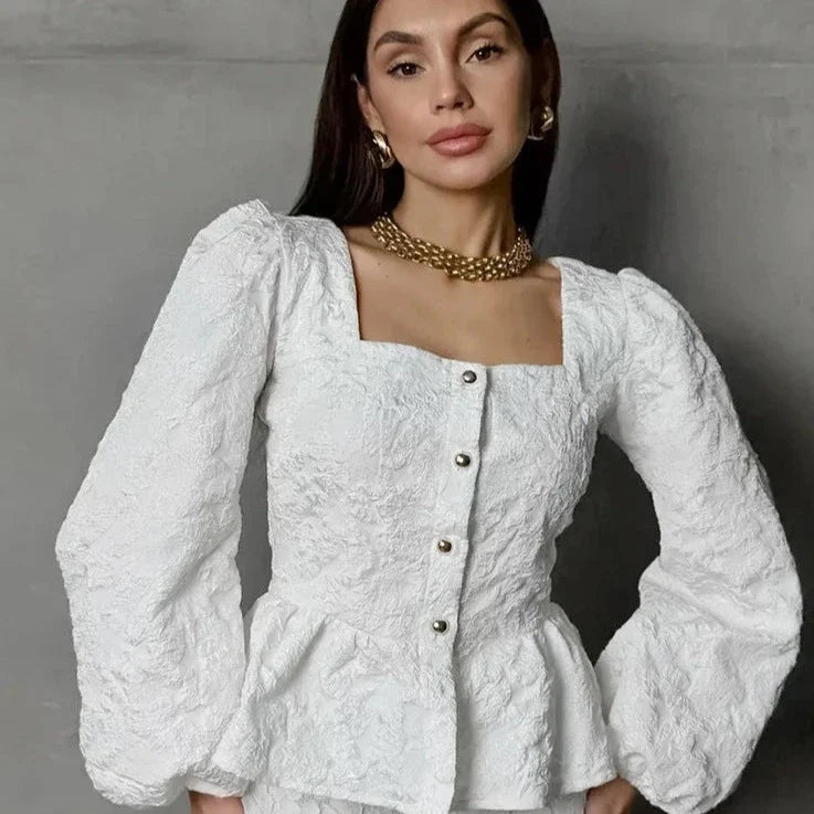 Elegante Jacquard Blouse van Femme Élégante