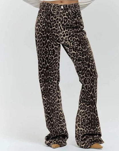 WildChique Leopard Print Wijde Pijpen Broek
