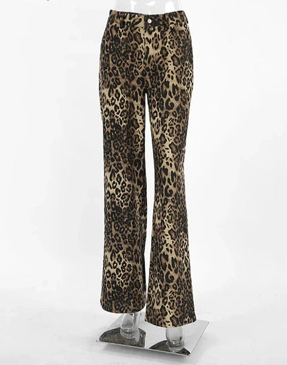 WildChique Leopard Print Wijde Pijpen Broek