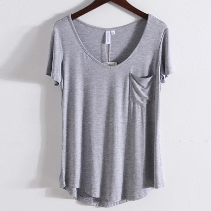 Zomer Modal Pocket T-Shirts voor Vrouwen