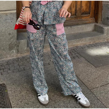 Modieuze Bloemen Bedrukte Lange Broek Set