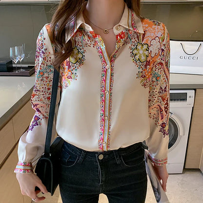 Elegancia Couture Modieuze Bloemenprint Shirts voor Vrouwen