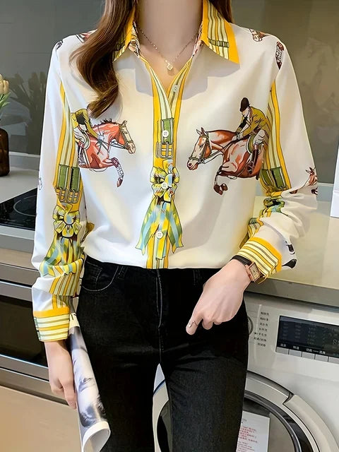 Elegancia Couture Modieuze Bloemenprint Shirts voor Vrouwen