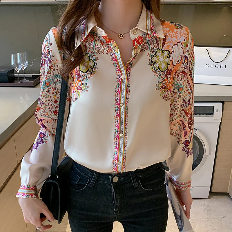 Elegancia Couture Modieuze Bloemenprint Shirts voor Vrouwen