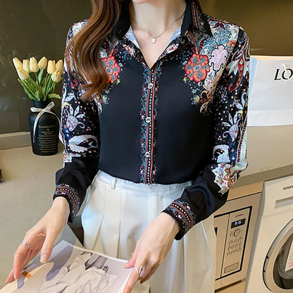 Elegancia Couture Modieuze Bloemenprint Shirts voor Vrouwen