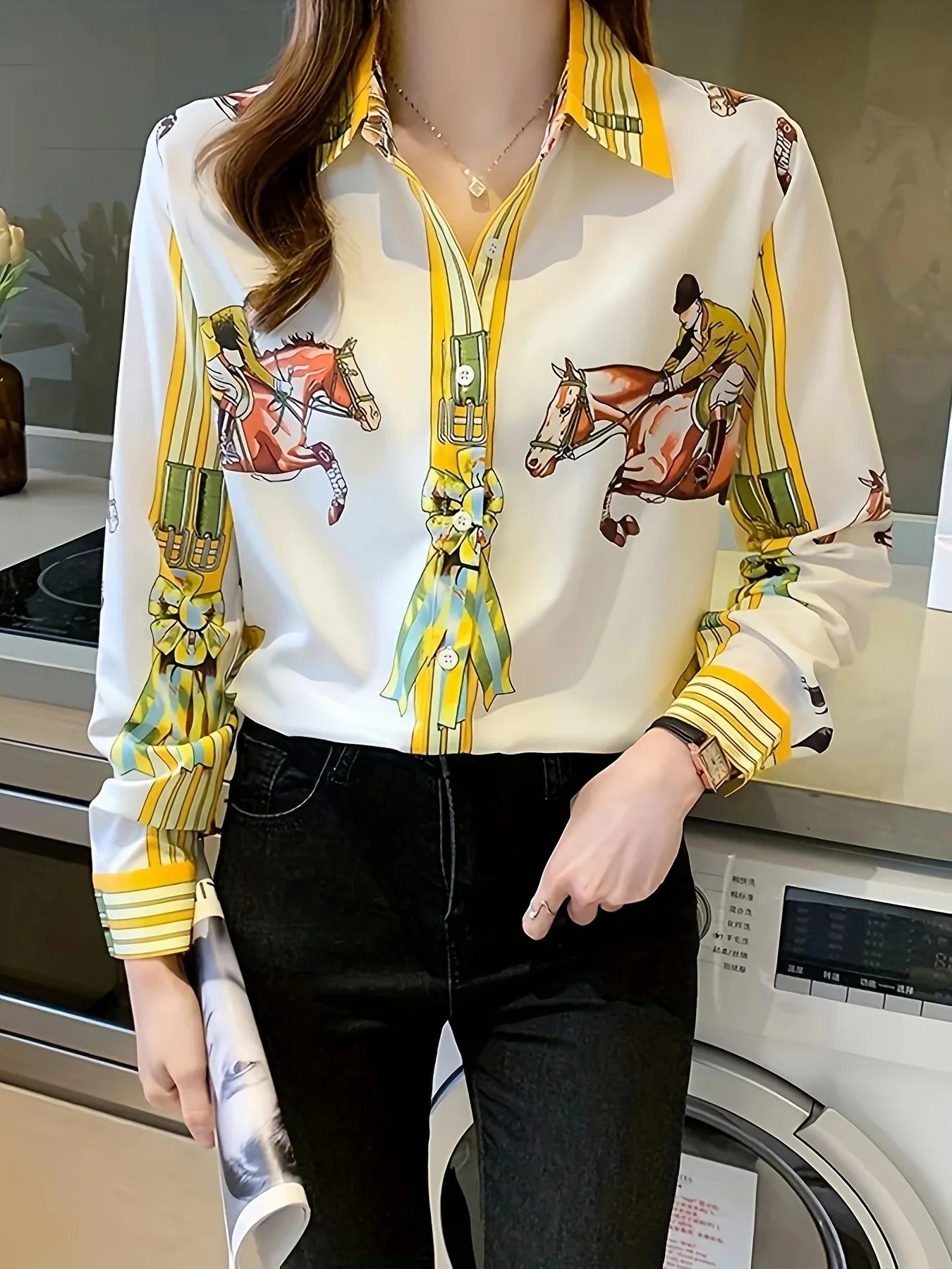 Elegancia Couture Modieuze Bloemenprint Shirts voor Vrouwen