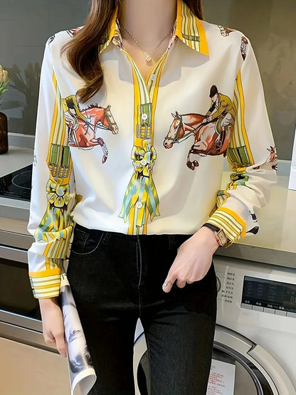 Elegancia Couture Modieuze Bloemenprint Shirts voor Vrouwen
