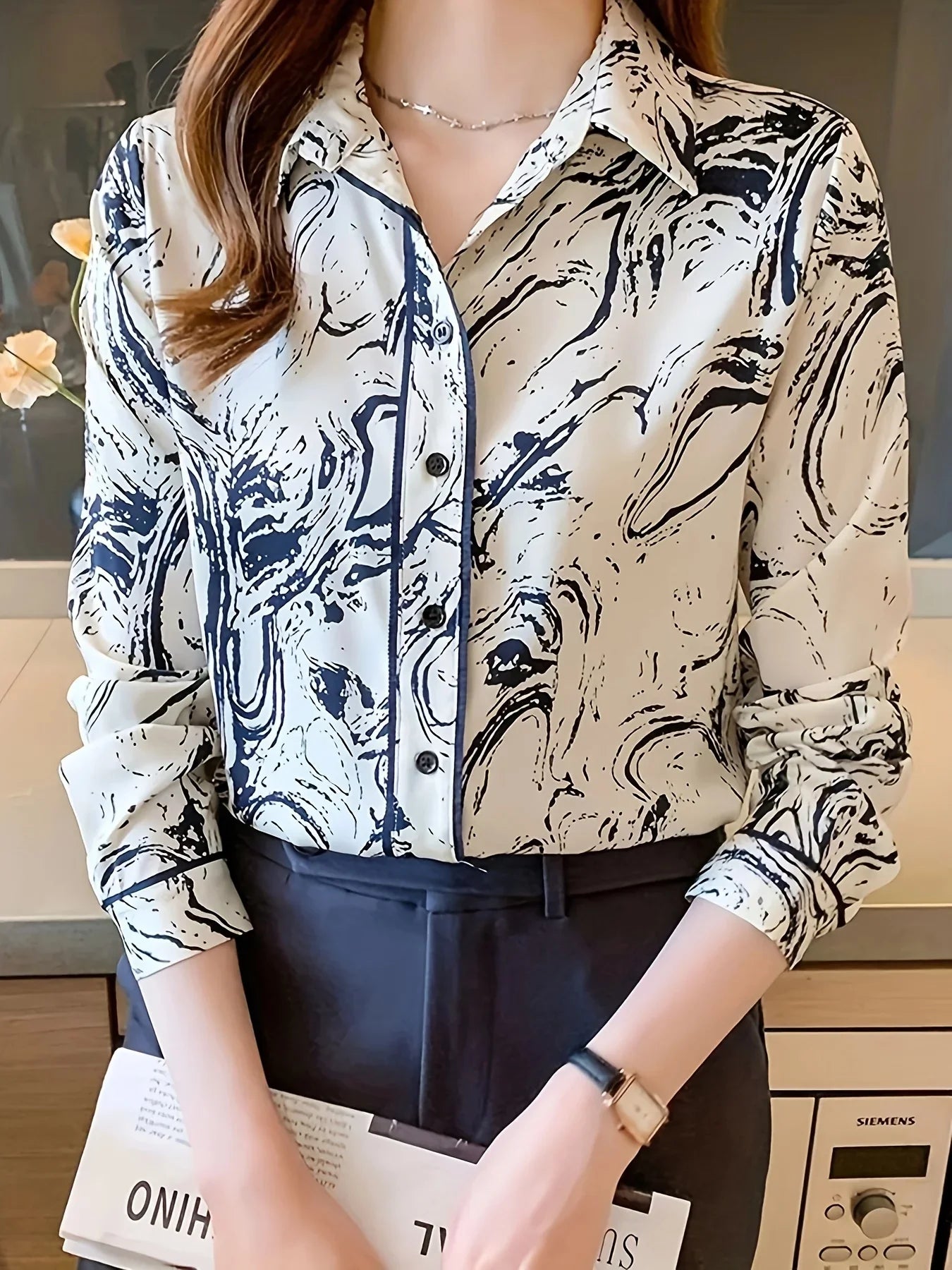 Elegancia Couture Modieuze Bloemenprint Shirts voor Vrouwen