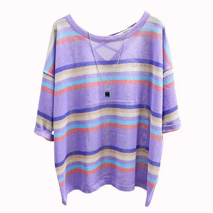 ModaFleur Gestreepte Print T-Shirt