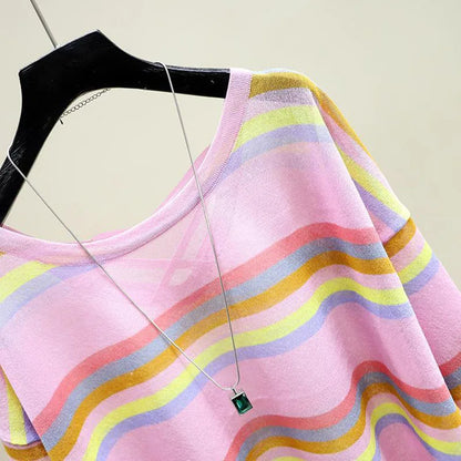 ModaFleur Gestreepte Print T-Shirt