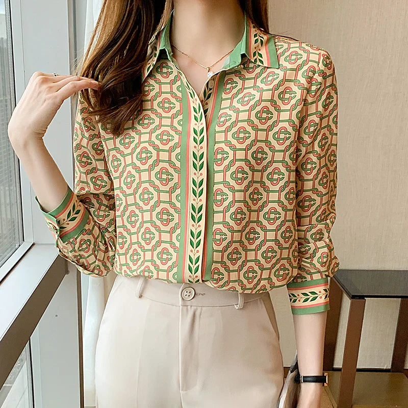 Modieuze Kettingprint Blouse voor Vrouwen
