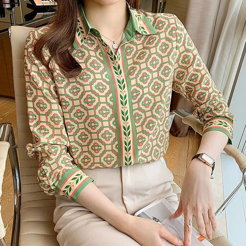 Modieuze Kettingprint Blouse voor Vrouwen