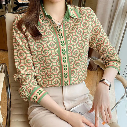 Modieuze Kettingprint Blouse voor Vrouwen
