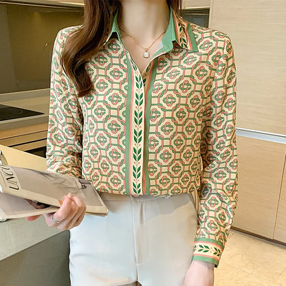 Modieuze Kettingprint Blouse voor Vrouwen