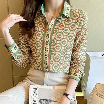 Modieuze Kettingprint Blouse voor Vrouwen