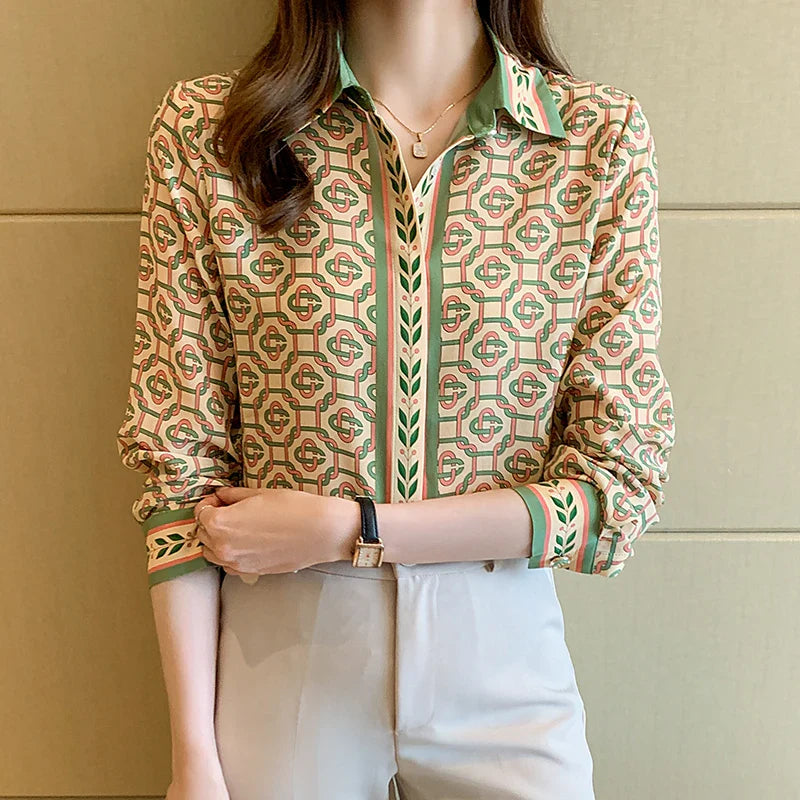Modieuze Kettingprint Blouse voor Vrouwen