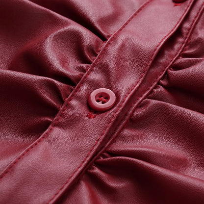 Modieuze Lederen Blouse met Lange Mouwen
