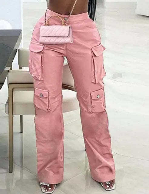 Stijlvolle PU Leren Cargo Broek voor Dames