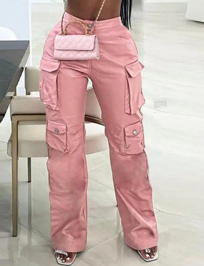 Stijlvolle PU Leren Cargo Broek voor Dames