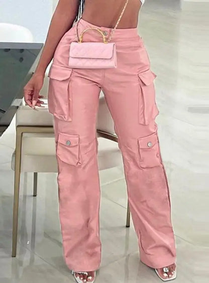 Stijlvolle PU Leren Cargo Broek voor Dames