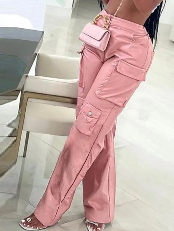 Stijlvolle PU Leren Cargo Broek voor Dames